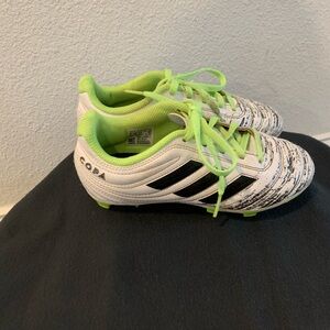 Adidas Kids White and Green Soccer Shoes